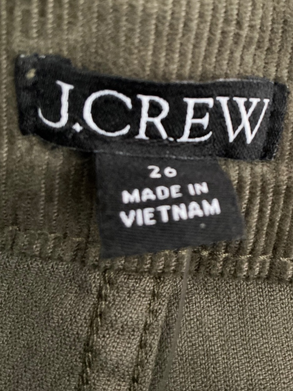 J Crew Wide Leg Corduroy 5 Pocket Trouser Rich Olive Green NWT SZ 26 - Picture 7 of 8